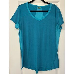 MARMOT Short Sleeve Two Tone V-Neck  Moisture-Wicking Activewear Tee Aqua XL